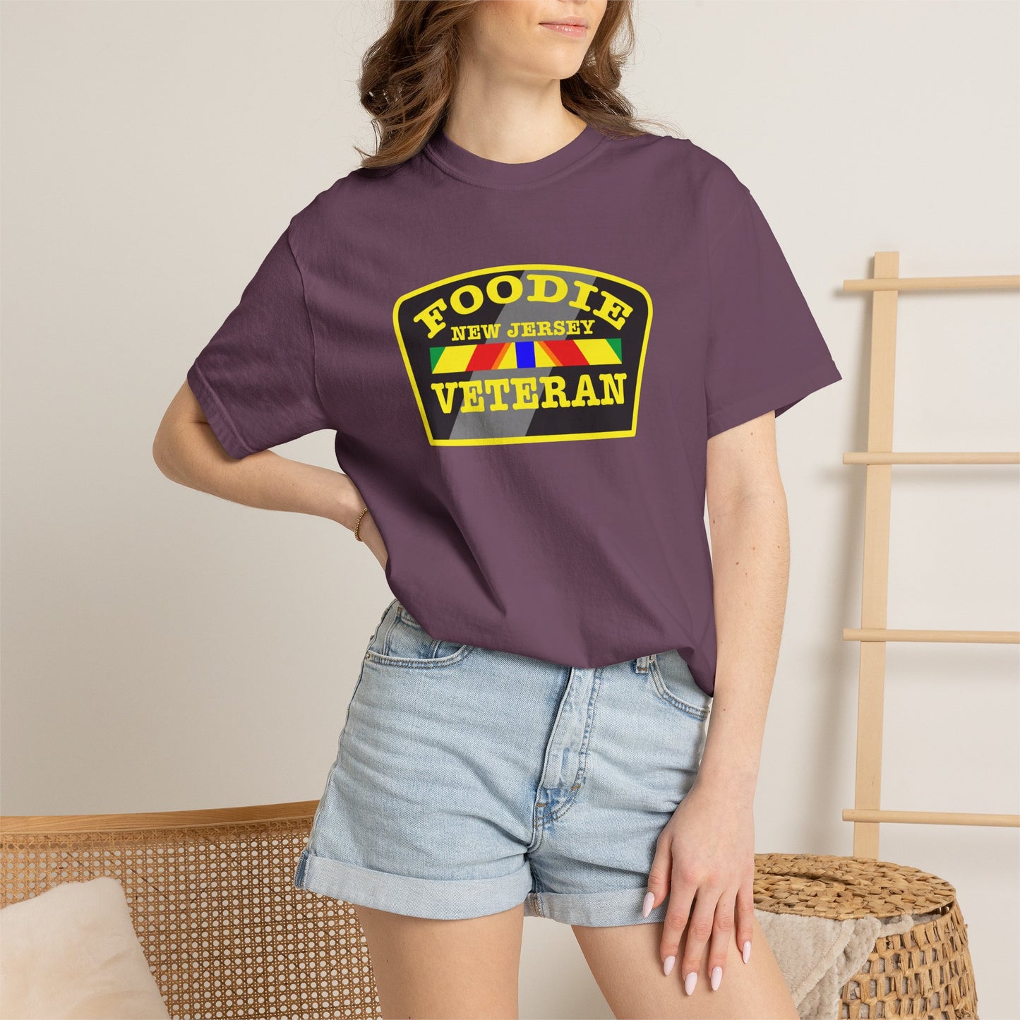 L.O.E.F Foodie Veteran NEW JERSEY Unisex Tee Shirt (Yellow)