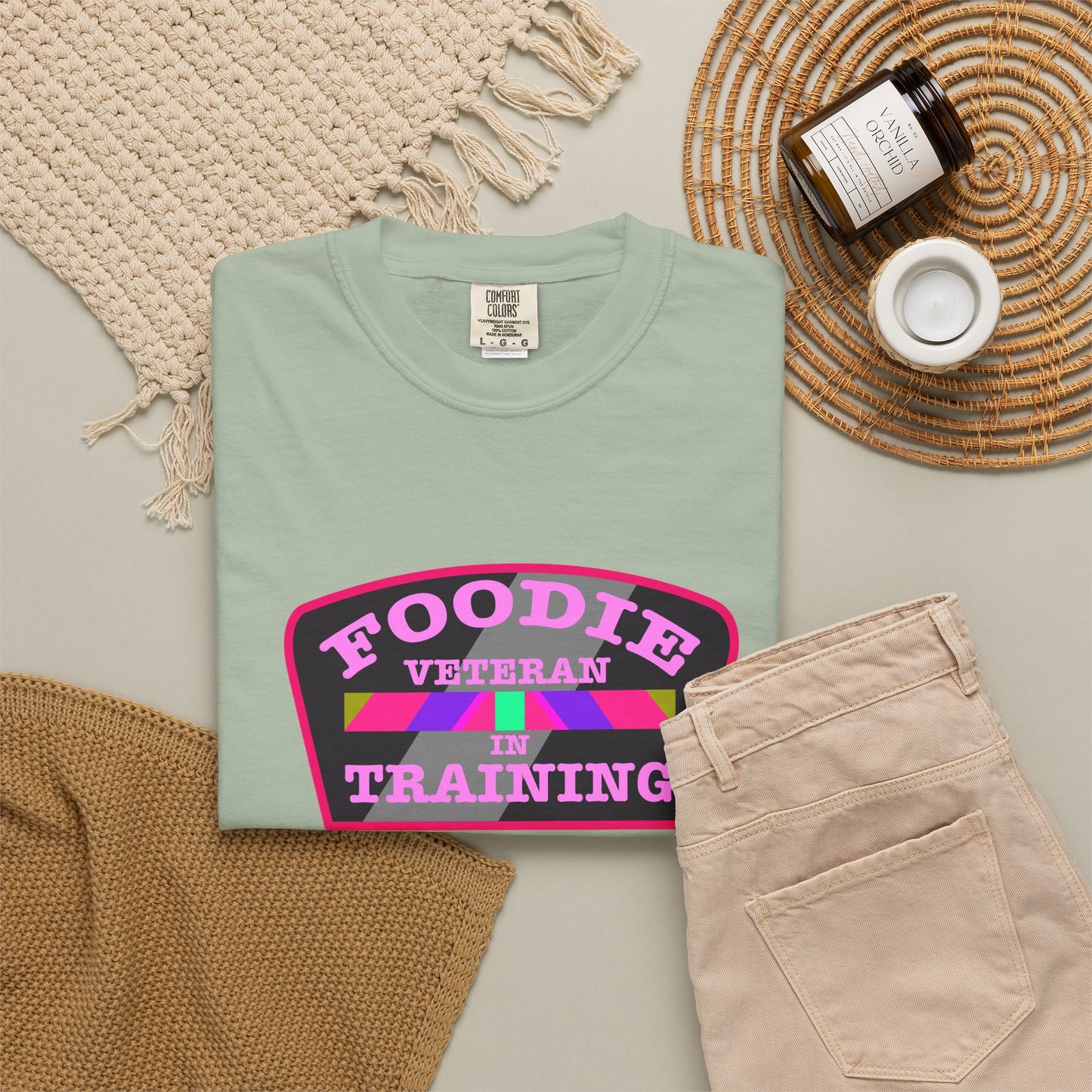 L.O.E.F Foodie Veteran IN TRAINING Unisex Tee Shirt (Pink)