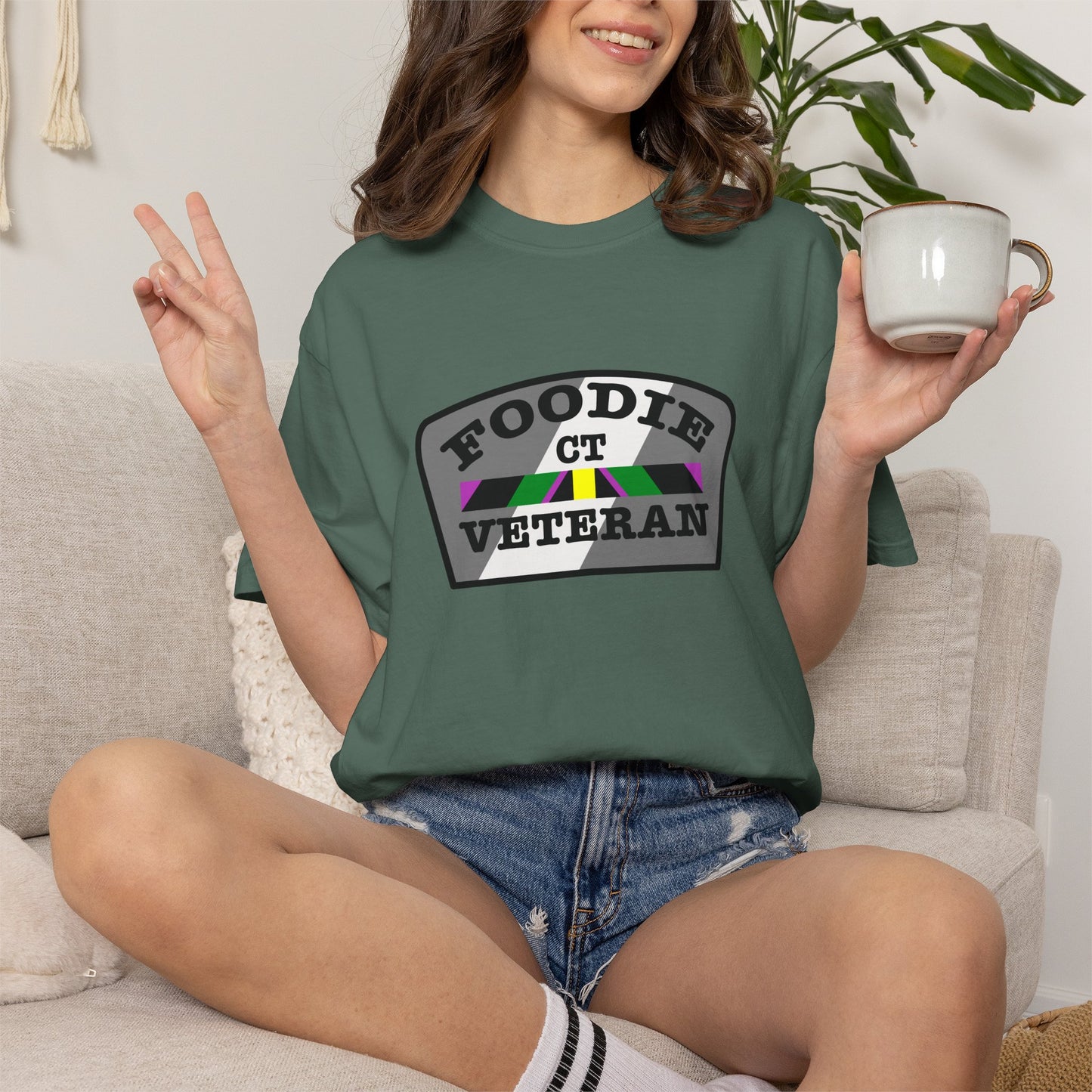 L.O.E.F Foodie Veteran CT Unisex Tee Shirt (Gray)