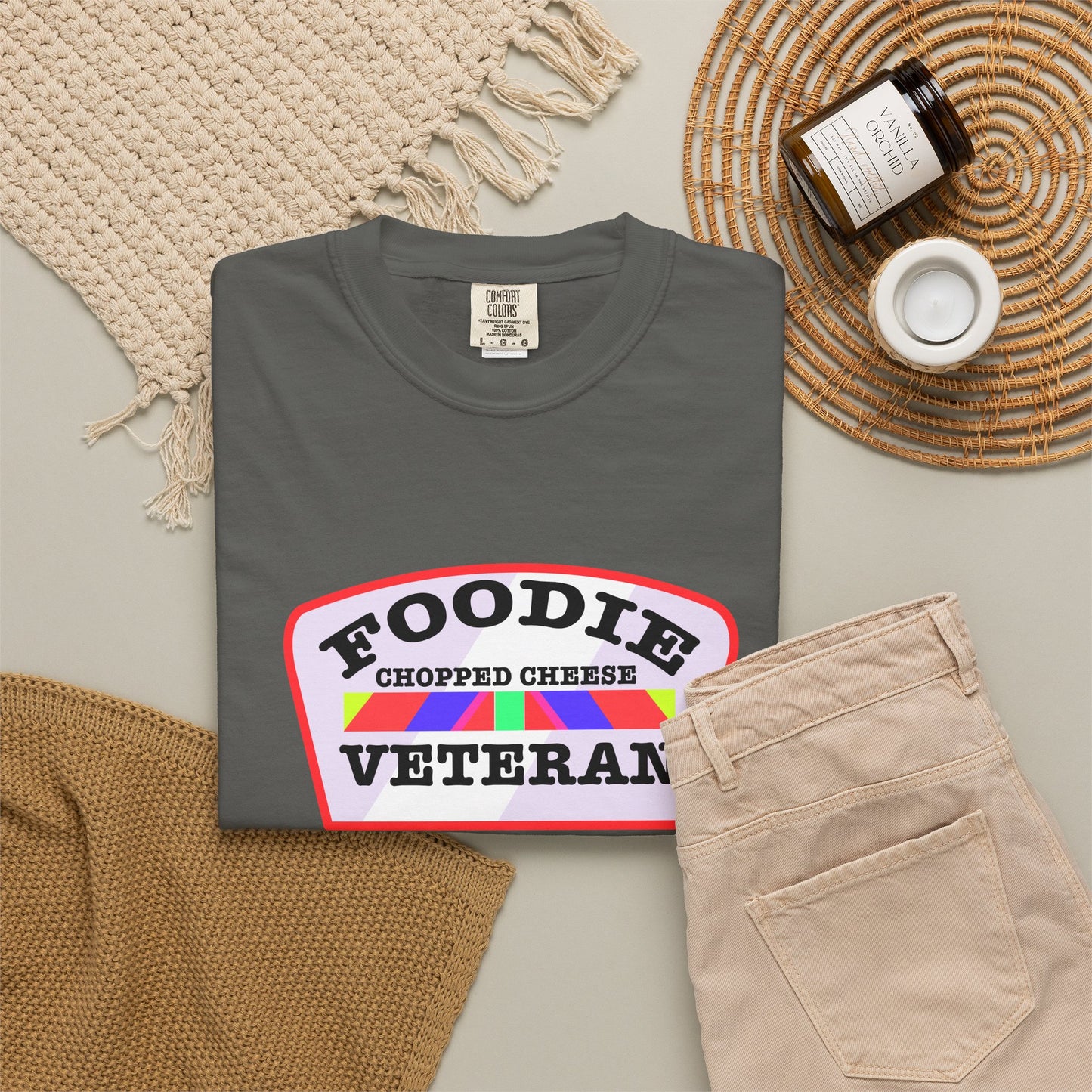 L.O.E.F Foodie Veteran Chopped Cheese Unisex Tee Shirt (Soft Pink)