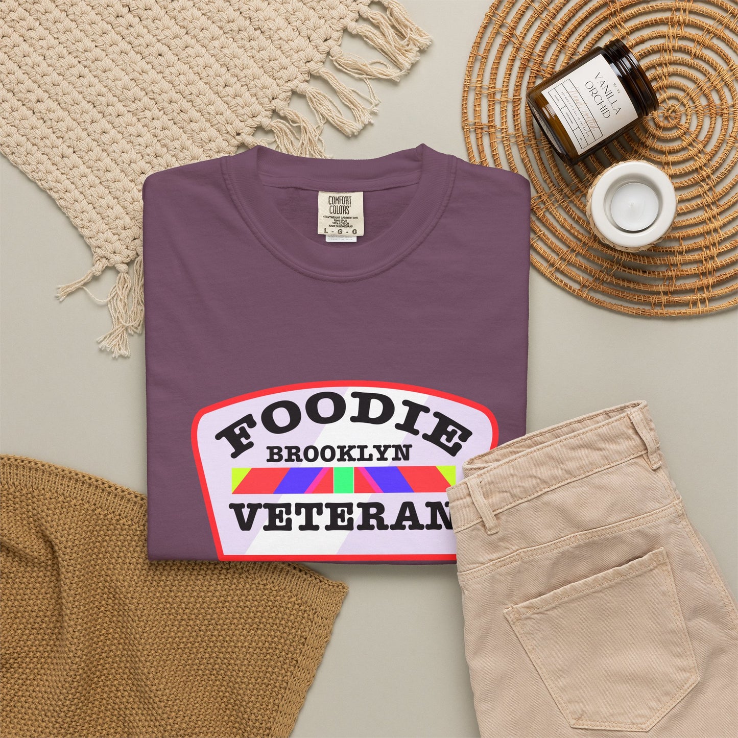 L.O.E.F Foodie Veteran BROOKLYN Unisex Tee Shirt (Soft Pink)