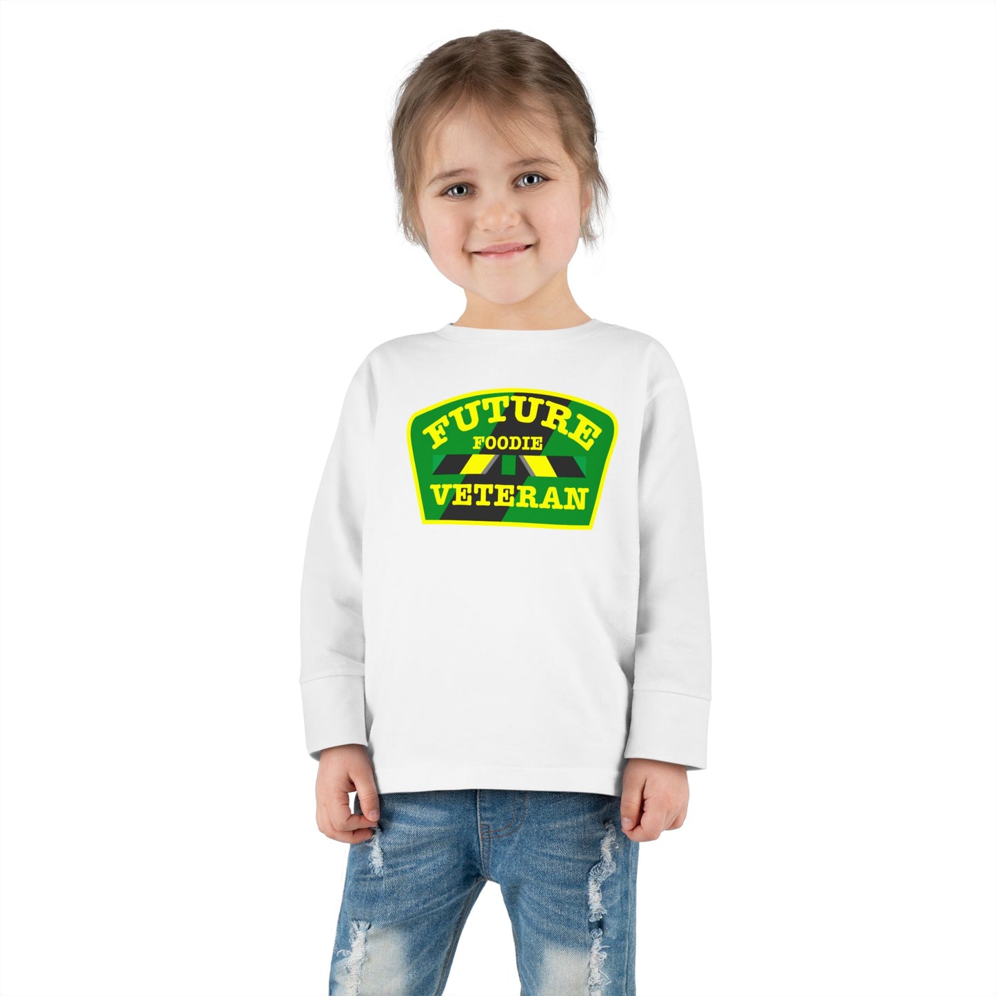 L.O.E.F Future Foodie Veteran Toddler Long Sleeve Tee (Green and Yellow)