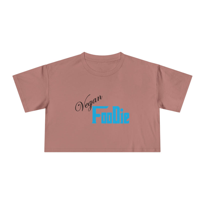 L.O.E.F Women Vegan Foodie Crop Tee (Sky Blue)