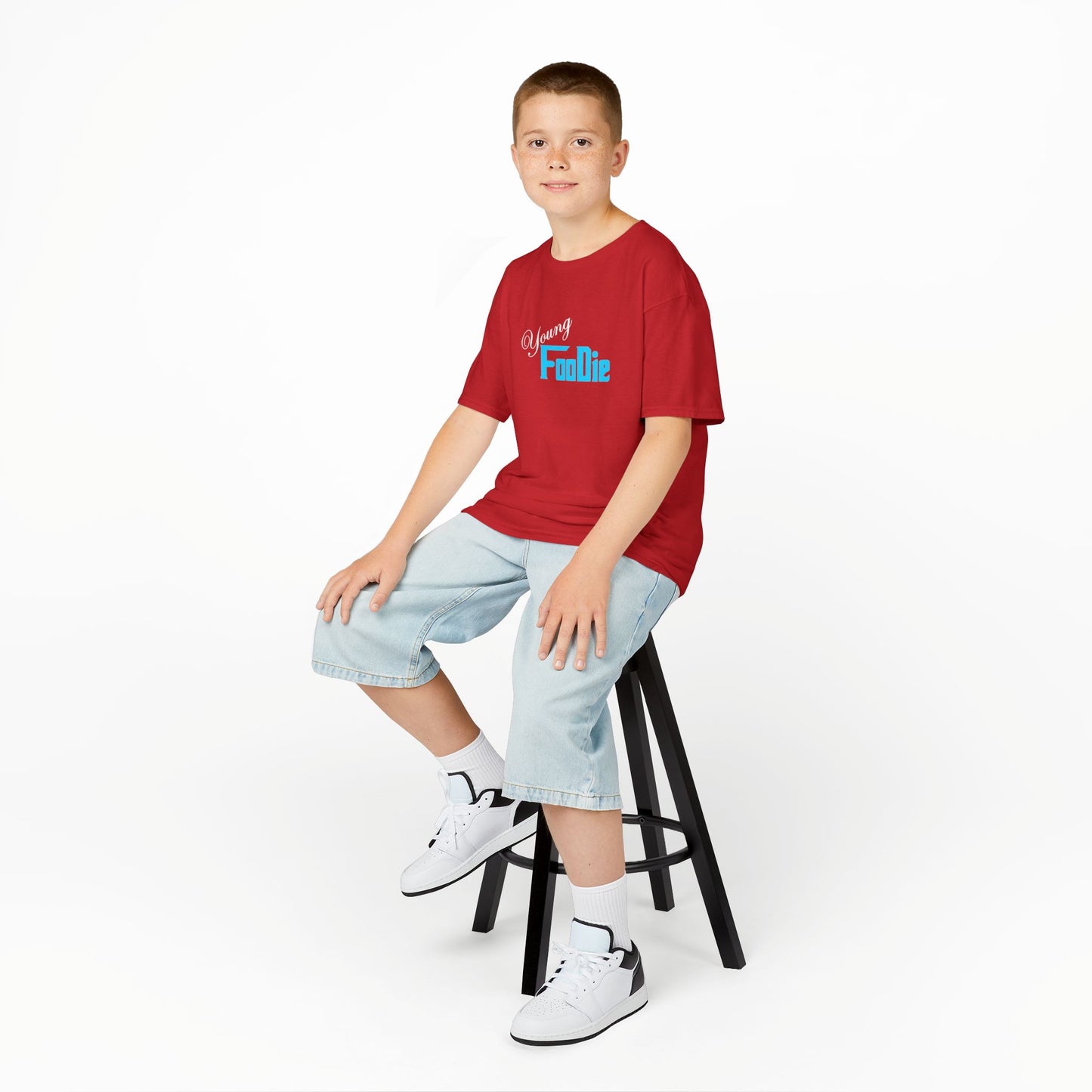 L.O.E.F White Young Foodie Kids Tee Shirt (Neon Blue)