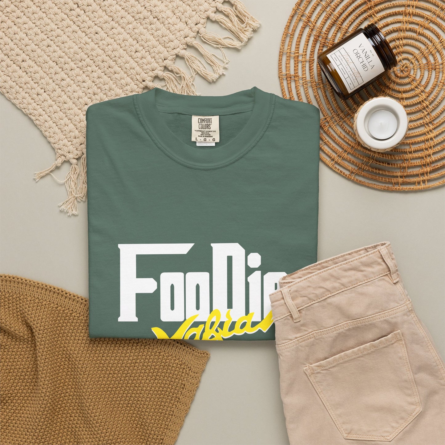 L.O.E.F White Foodie Mafia Unisex Tee shirt (Bright Yellow)