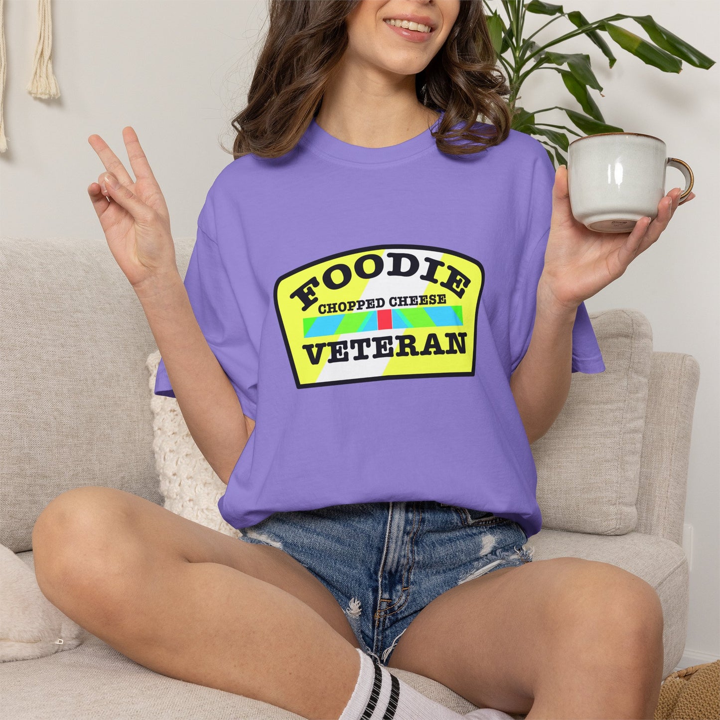 L.O.E.F Foodie Veteran Chopped Cheese Unisex Tee Shirt (Black and Yellow)