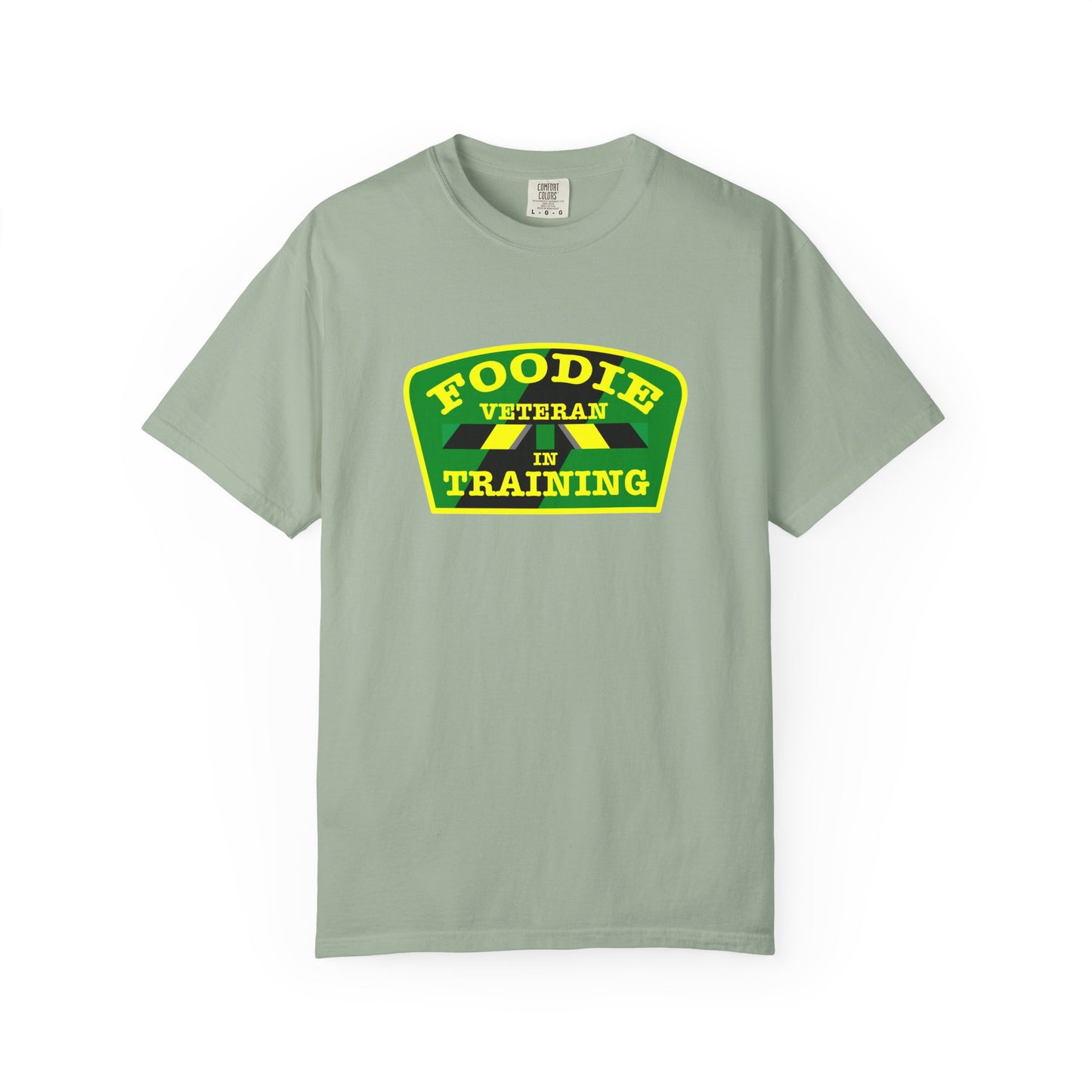 L.O.E.F Foodie Veteran IN TRAINING Unisex Tee Shirt (Yellow and Green)