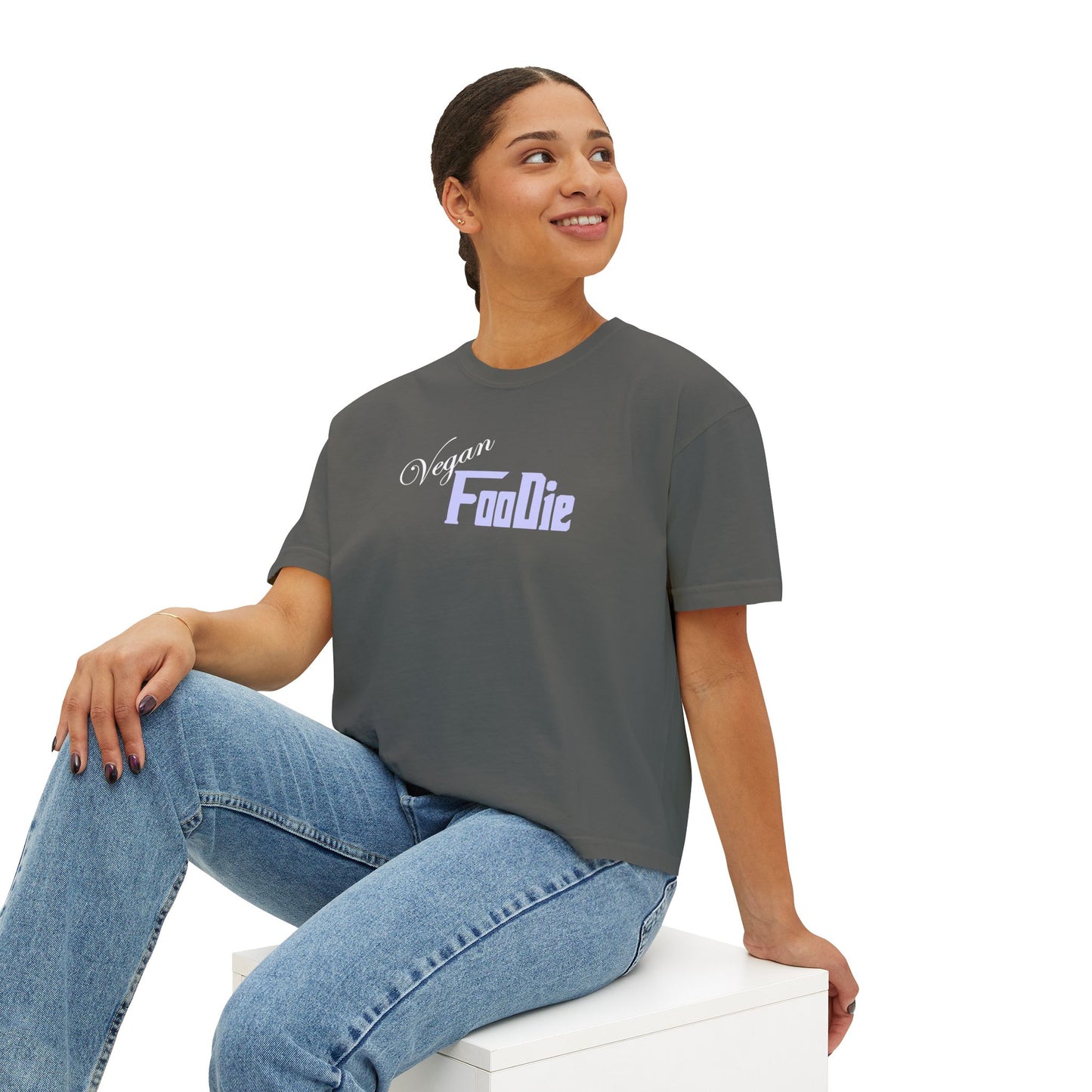 L.O.E.F Women Vegan Foodie Boxy Tee (Lavender)
