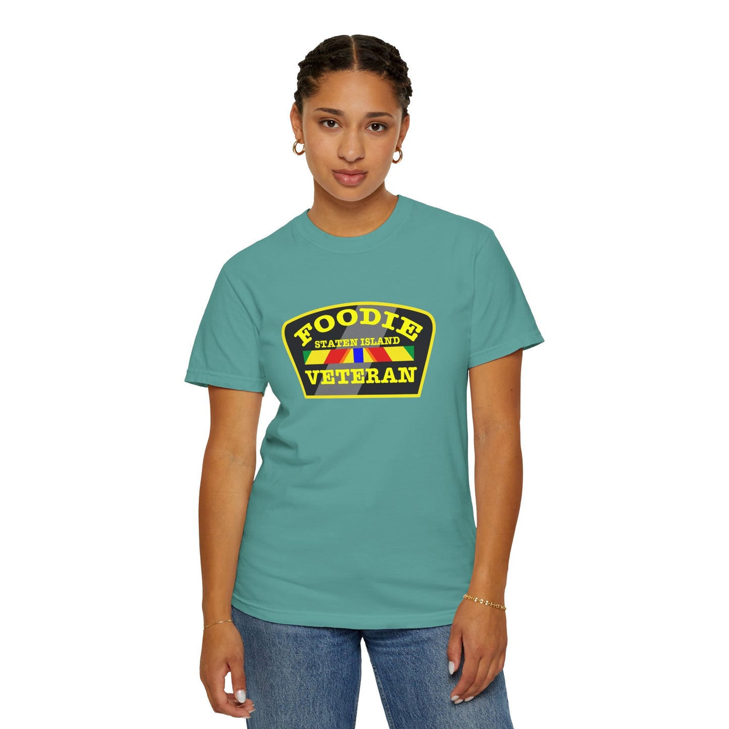 L.O.E.F Foodie Veteran STATEN ISLAND Unisex Tee Shirt (Yellow)