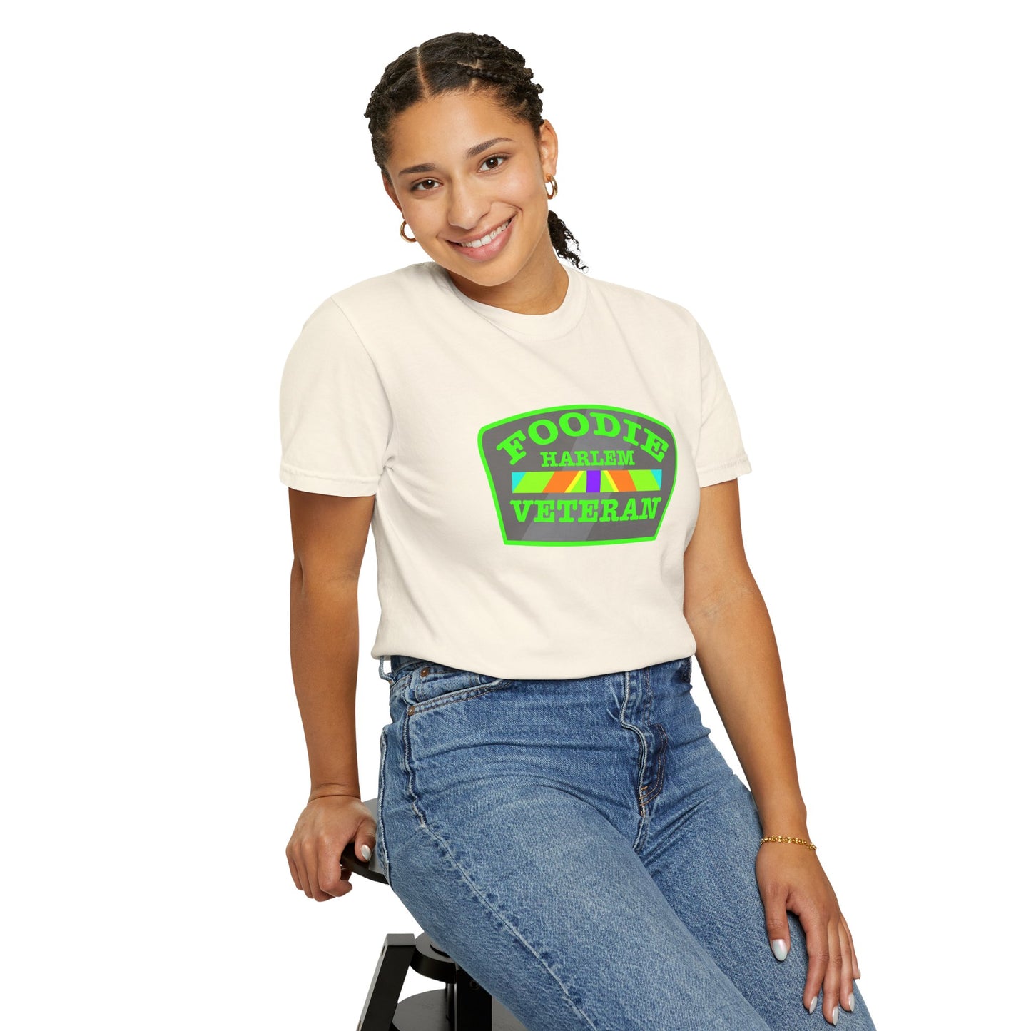 L.O.E.F Foodie Veteran HARLEM Unisex Tee Shirt (Neon Green)