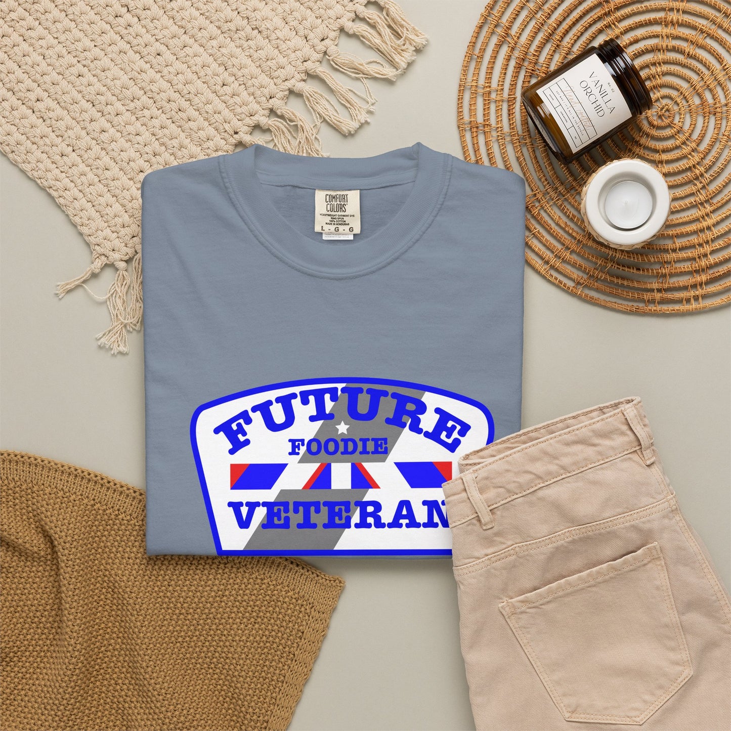 L.O.E.F Future Foodie Veteran Unisex Tee Shirt (Blue)