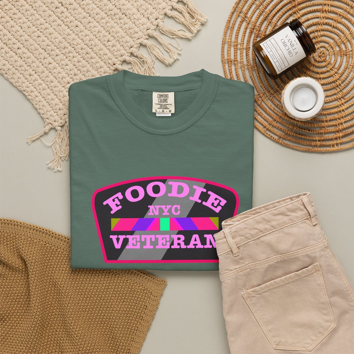 L.O.E.F Foodie Veteran NYC Unisex Tee Shirt (Pink)
