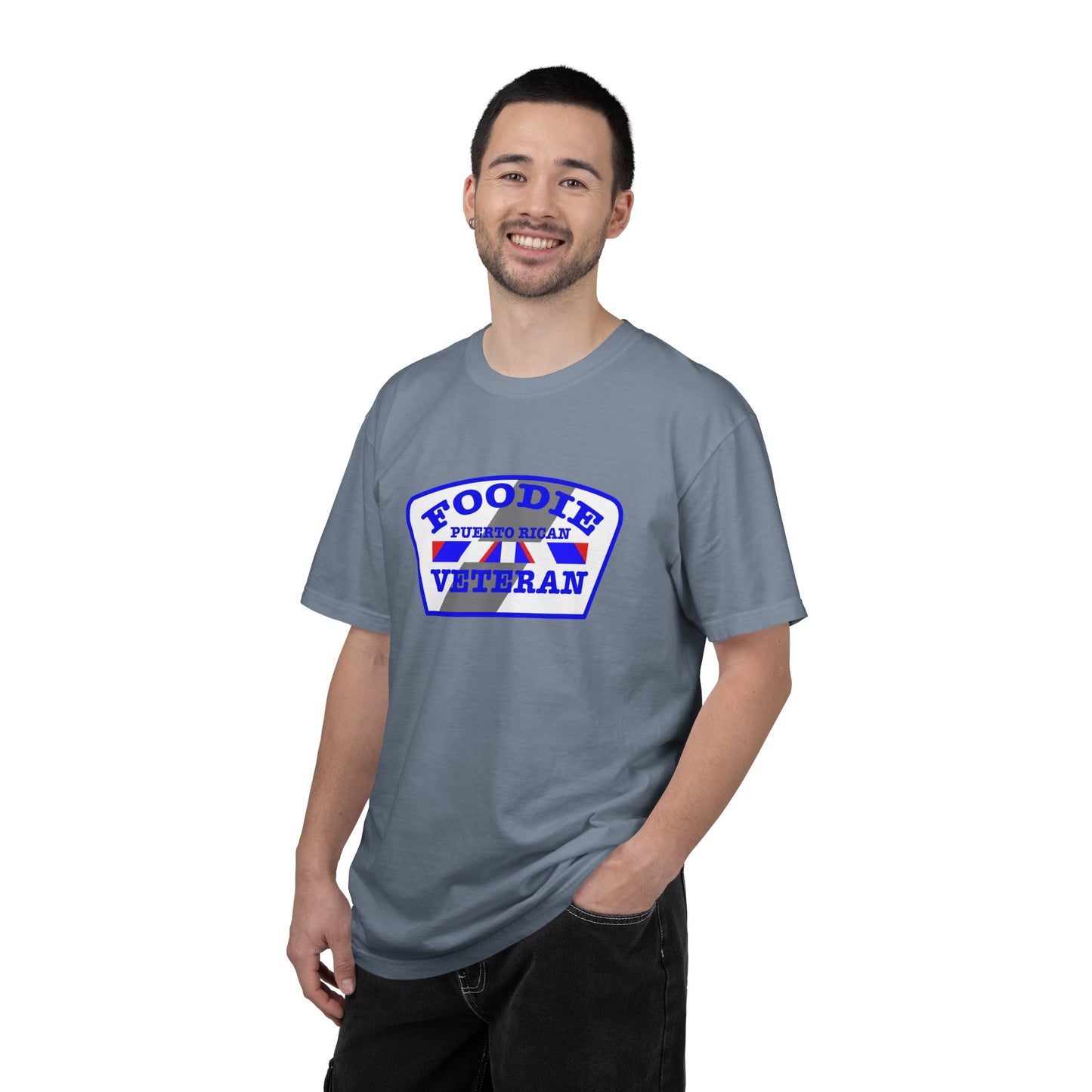 L.O.E.F Foodie Veteran Puerto Rican Unisex Tee Shirt (Blue)