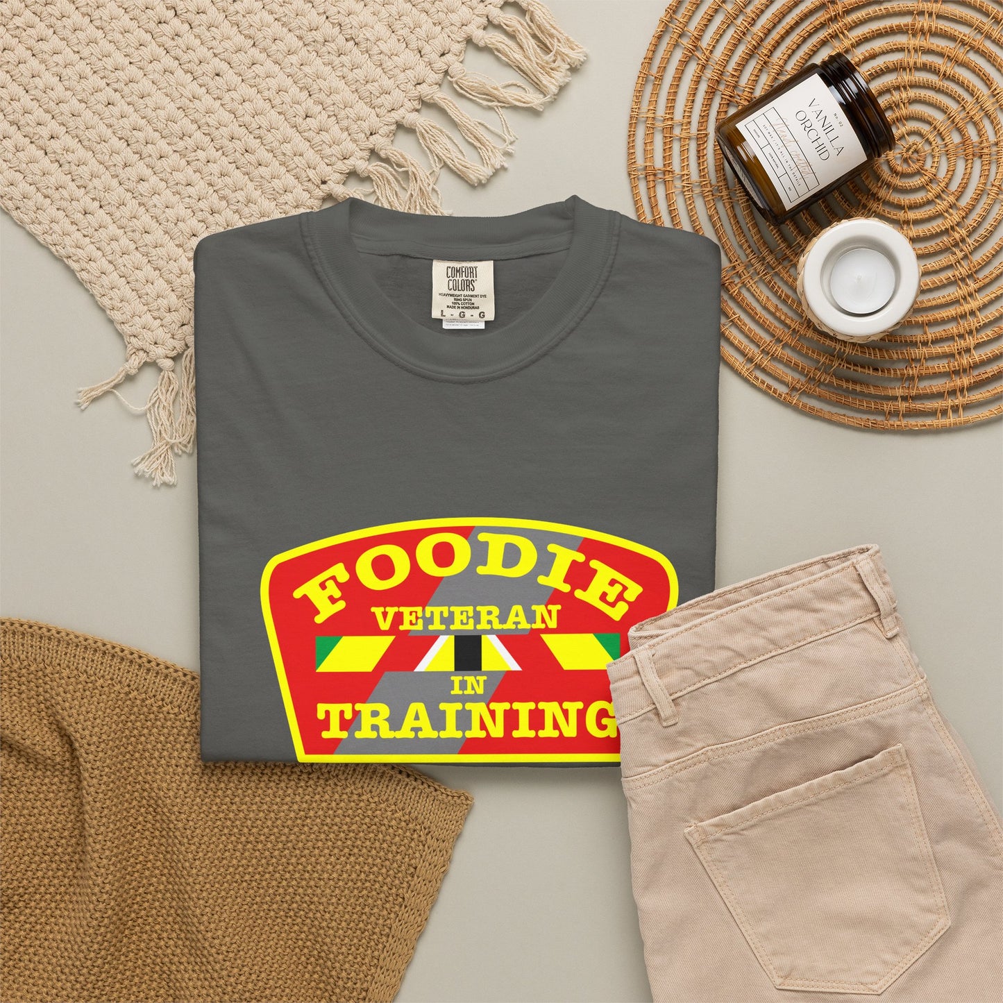 L.O.E.F Foodie Veteran IN TRAINING Unisex Tee Shirt (Yellow)