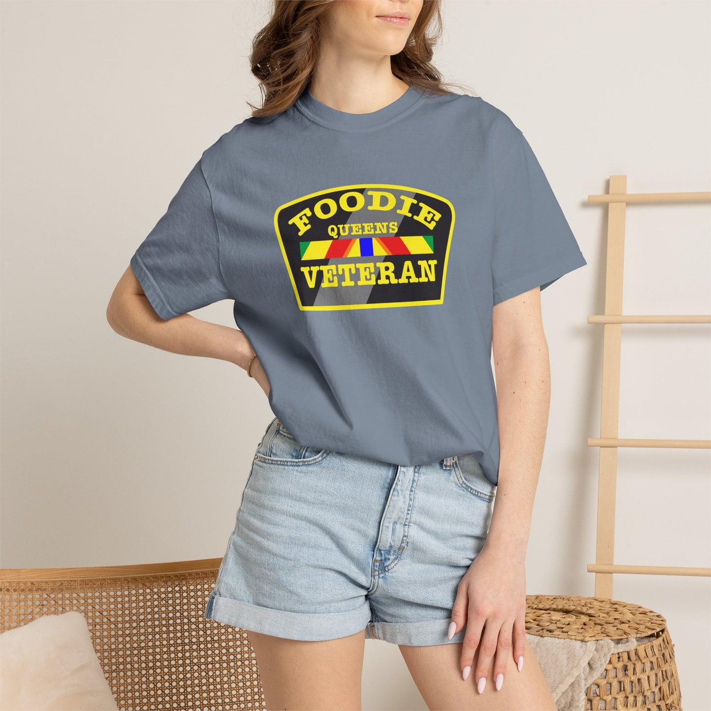 L.O.E.F Foodie Veteran QUEENS Unisex Tee Shirt (Yellow)
