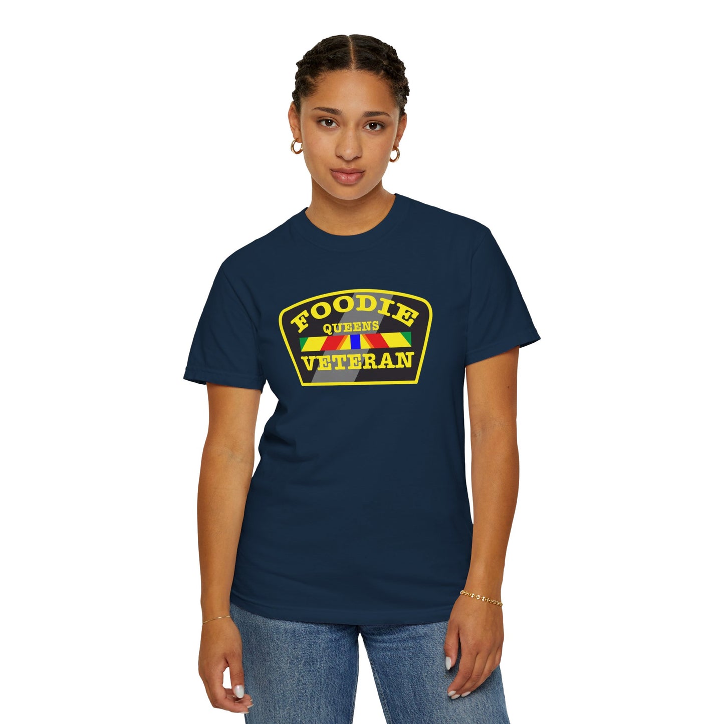 L.O.E.F Foodie Veteran QUEENS Unisex Tee Shirt (Yellow)