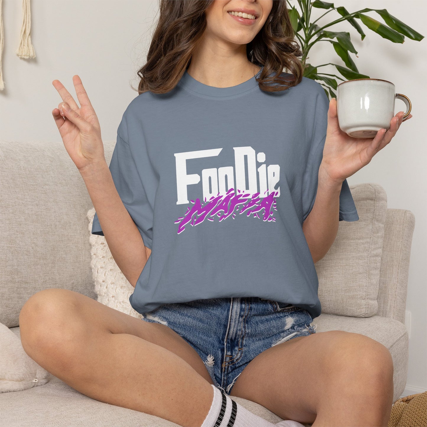 L.O.E.F White Foodie Mafia Tee Shirt (Purple)