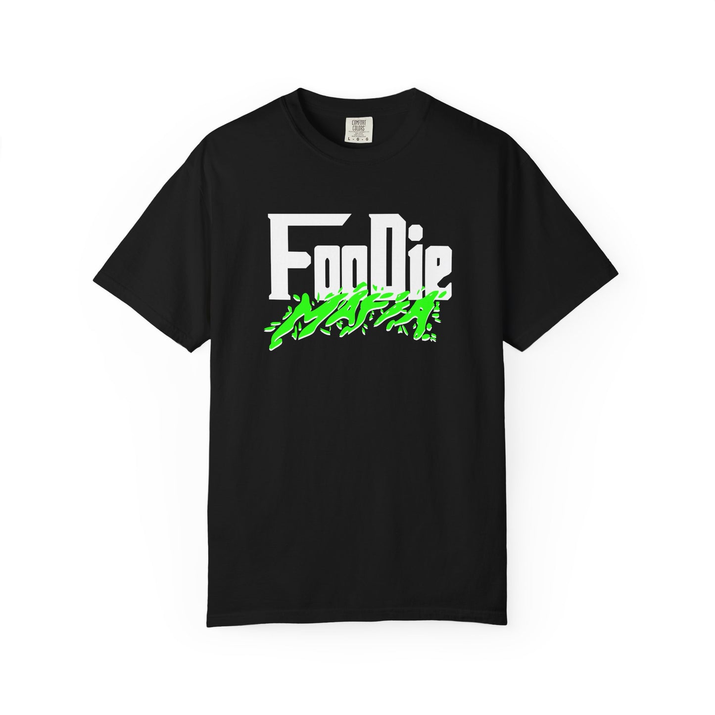 L.O.E.F White Foodie Mafia Unisex Tee Shirt (Neon Green)