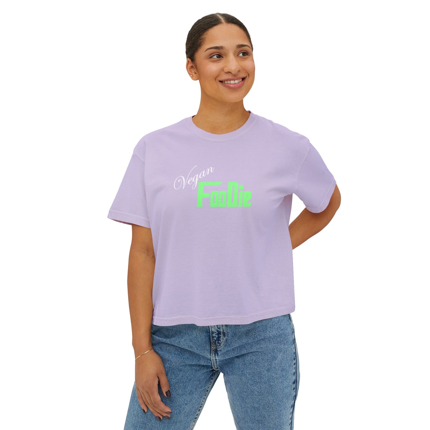 L.O.E.F Women Vegan Foodie Boxy Tee (Mint Green)