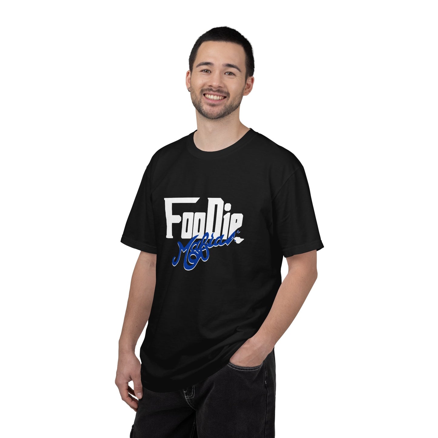 L.O.E.F White Foodie Mafia Unisex Tee shirt (Dark Blue)