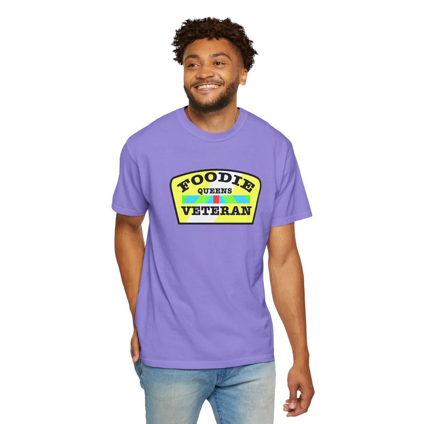 L.O.E.F Foodie Veteran QUEENS Unisex Tee Shirt (Yellow and Black)