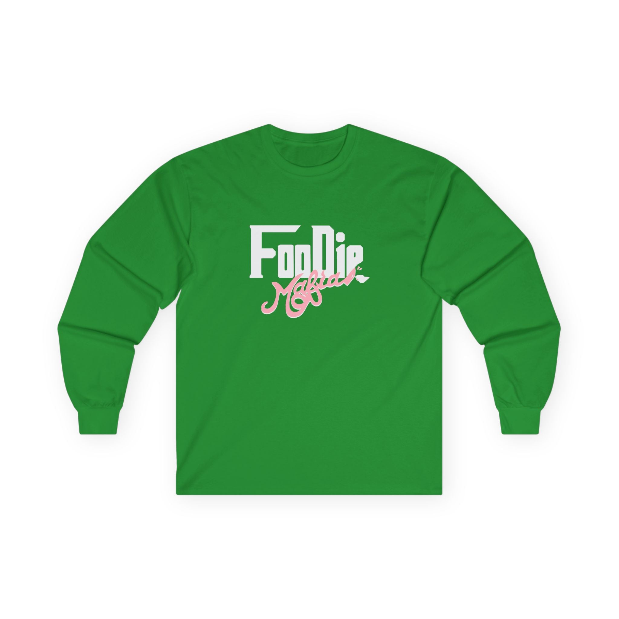 L.O.E.F White Foodie Mafia Unisex Long Sleeve Tee (Soft Pink)