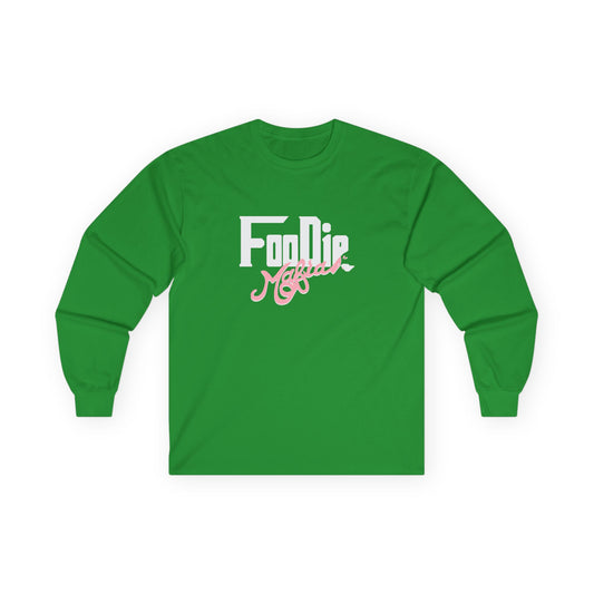 L.O.E.F White Foodie Mafia Unisex Long Sleeve Tee (Soft Pink)