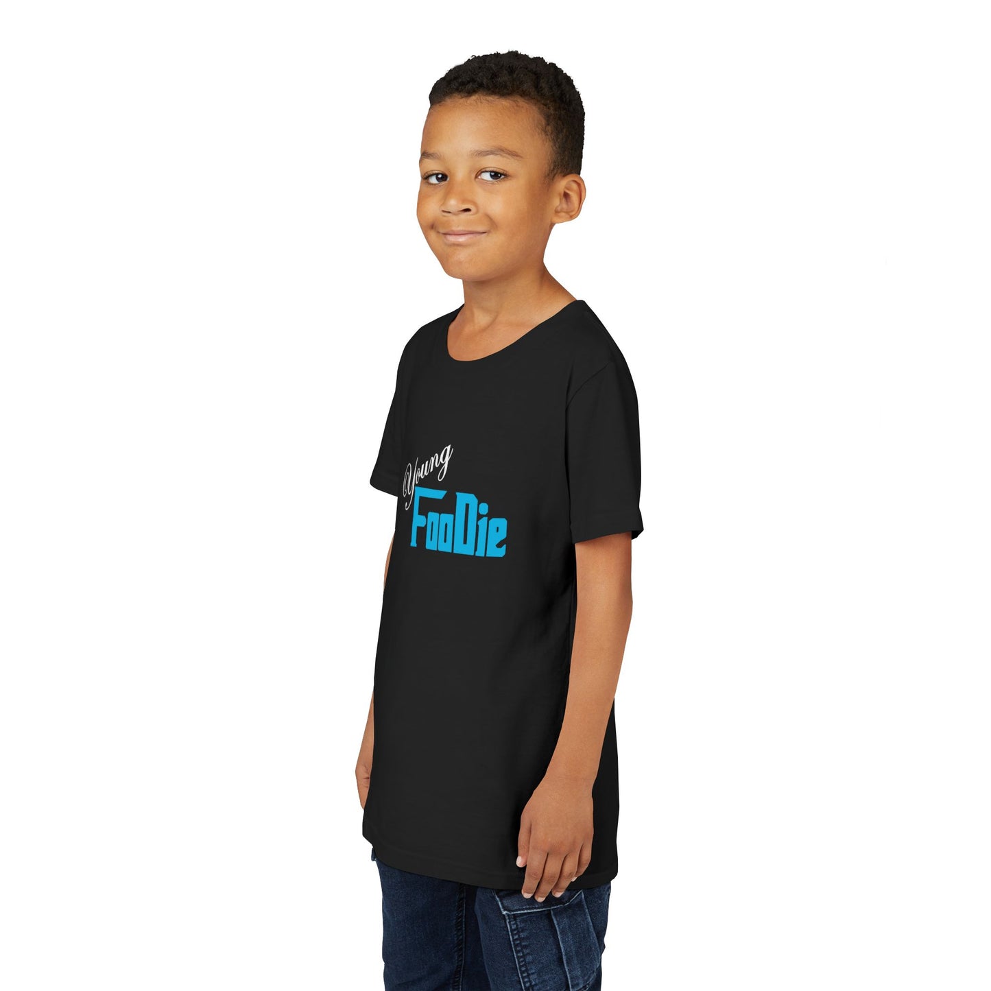 L.O.E.F White Young Foodie Youth Short Sleeve Tee (Neon Blue)