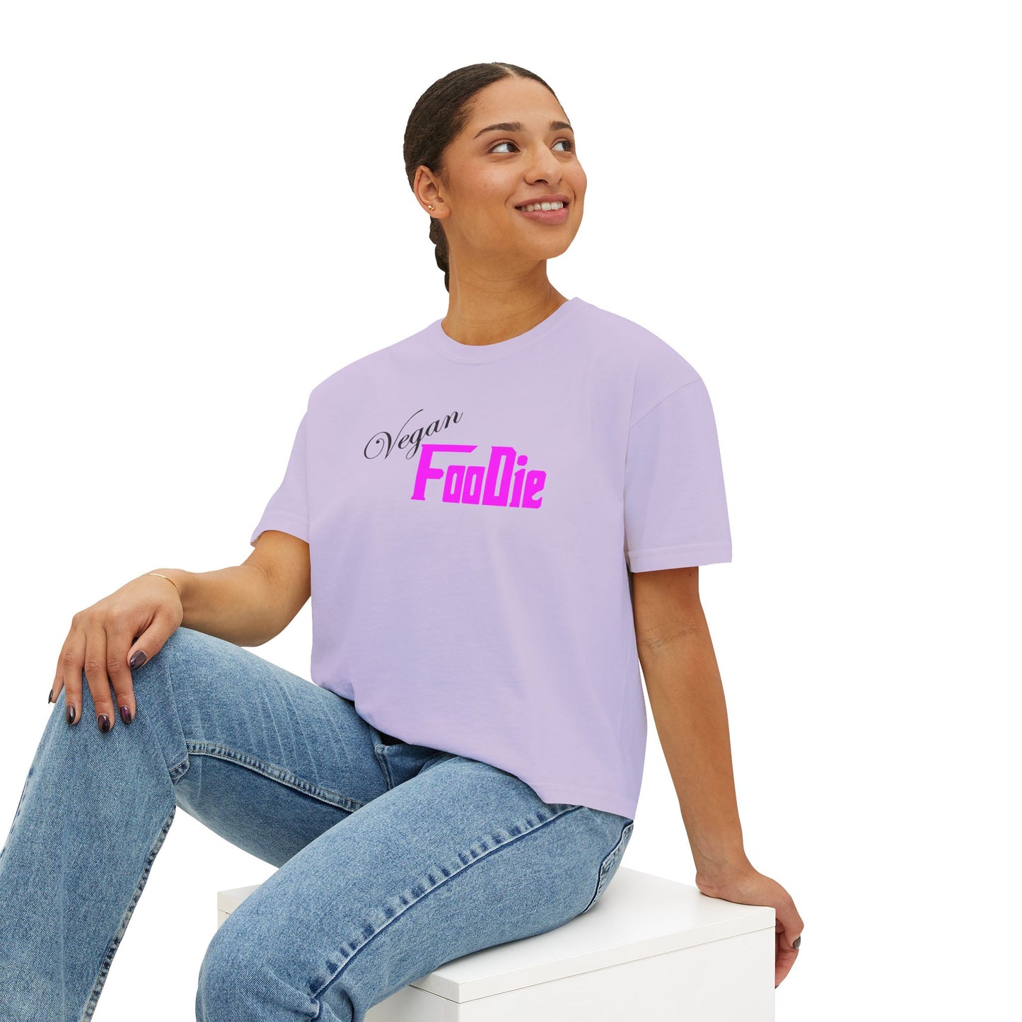 L.O.E.F Women Vegan Foodie Boxy Tee (Fuchsia)