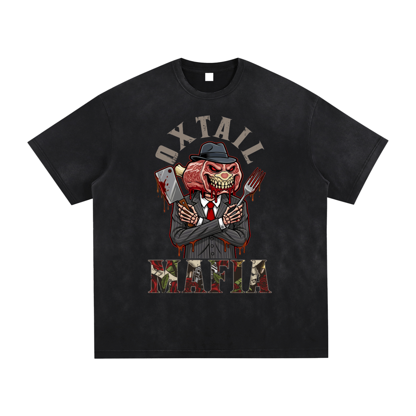 L.O.E.F. Life Oxtail Mafia Vintage Washed Hand-Frayed T-Shirt