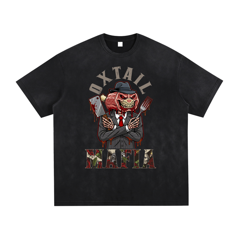 L.O.E.F. Life Oxtail Mafia Vintage Washed Hand-Frayed T-Shirt