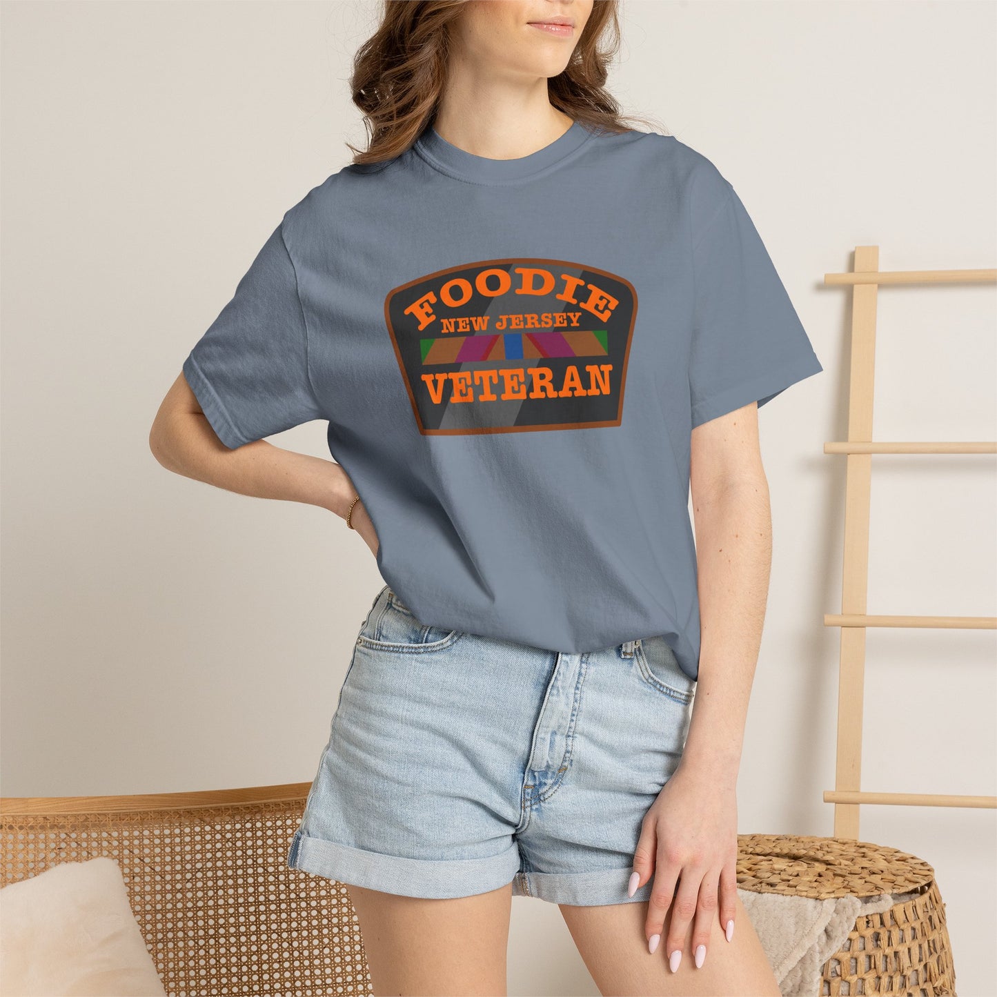 L.O.E.F Foodie Veteran NEW JERSEY Unisex Tee Shirt (Orange)