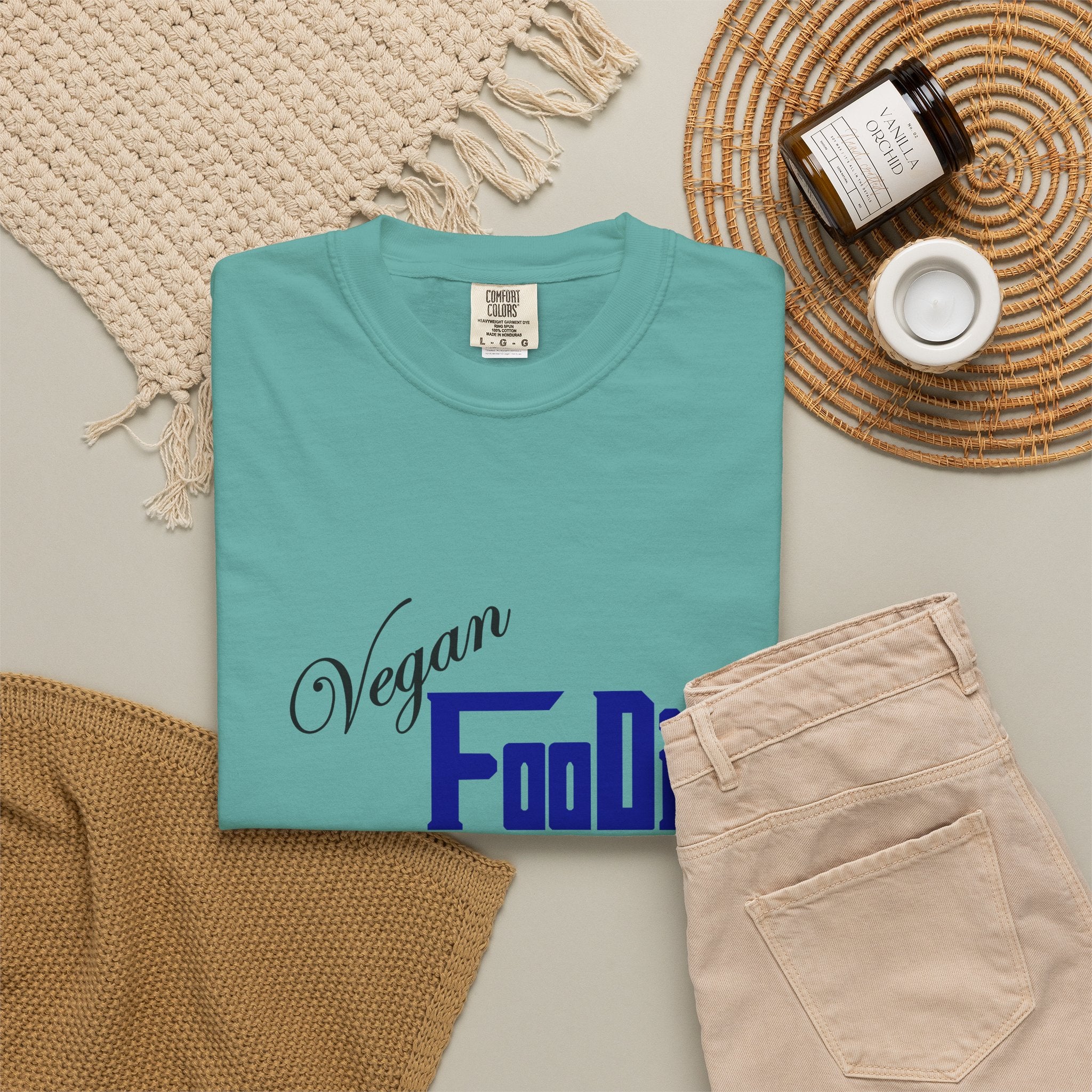 L.O.E.F Unisex Vegan Foodie Tee Shirt (Dark Blue)