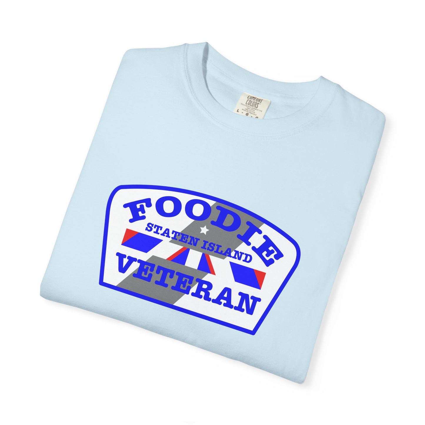 L.O.E.F Foodie Veteran STATEN ISLAND Unisex Tee Shirt (Blue)