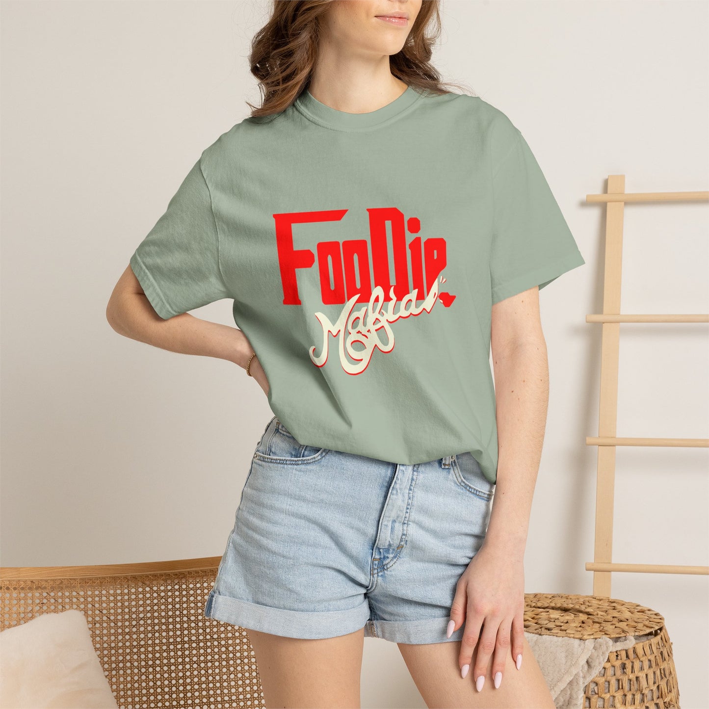 L.O.E.F Red Foodie Mafia Unisex Tee shirt (Beige)