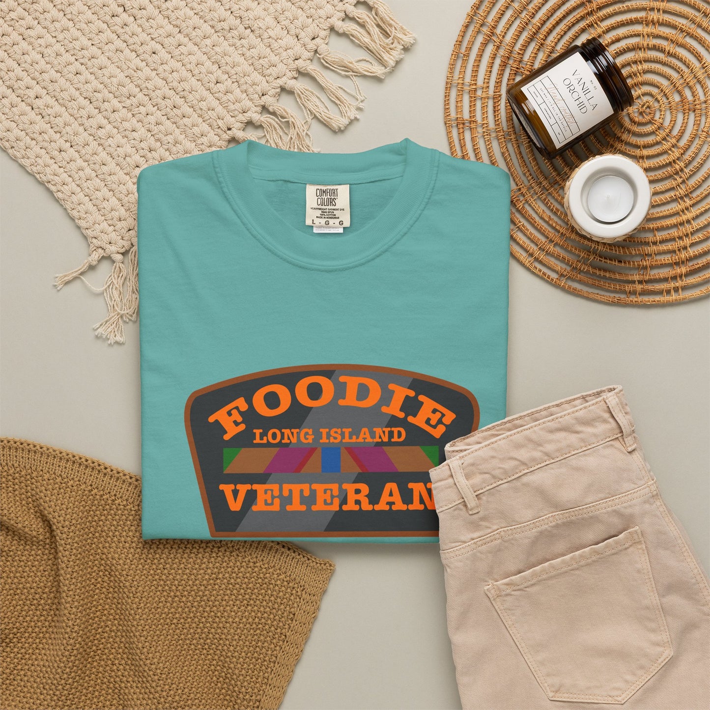 L.O.E.F Foodie Veteran Long Island Unisex Tee Shirt (Orange)