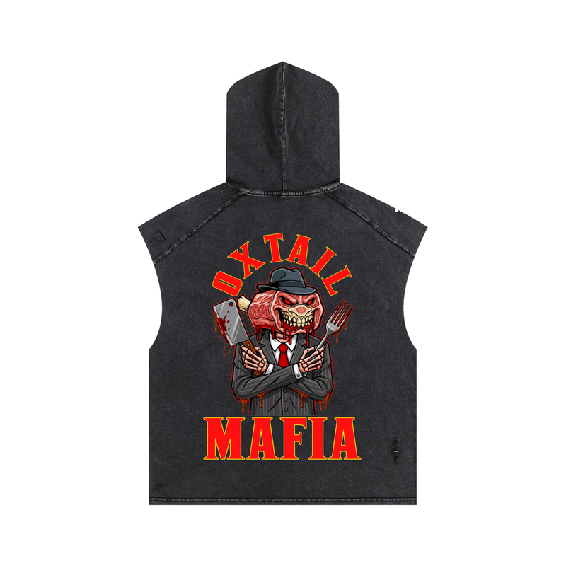 L.O.E.F. Life Oxtail Mafia Snow Washed Boxy Hooded Tank Top