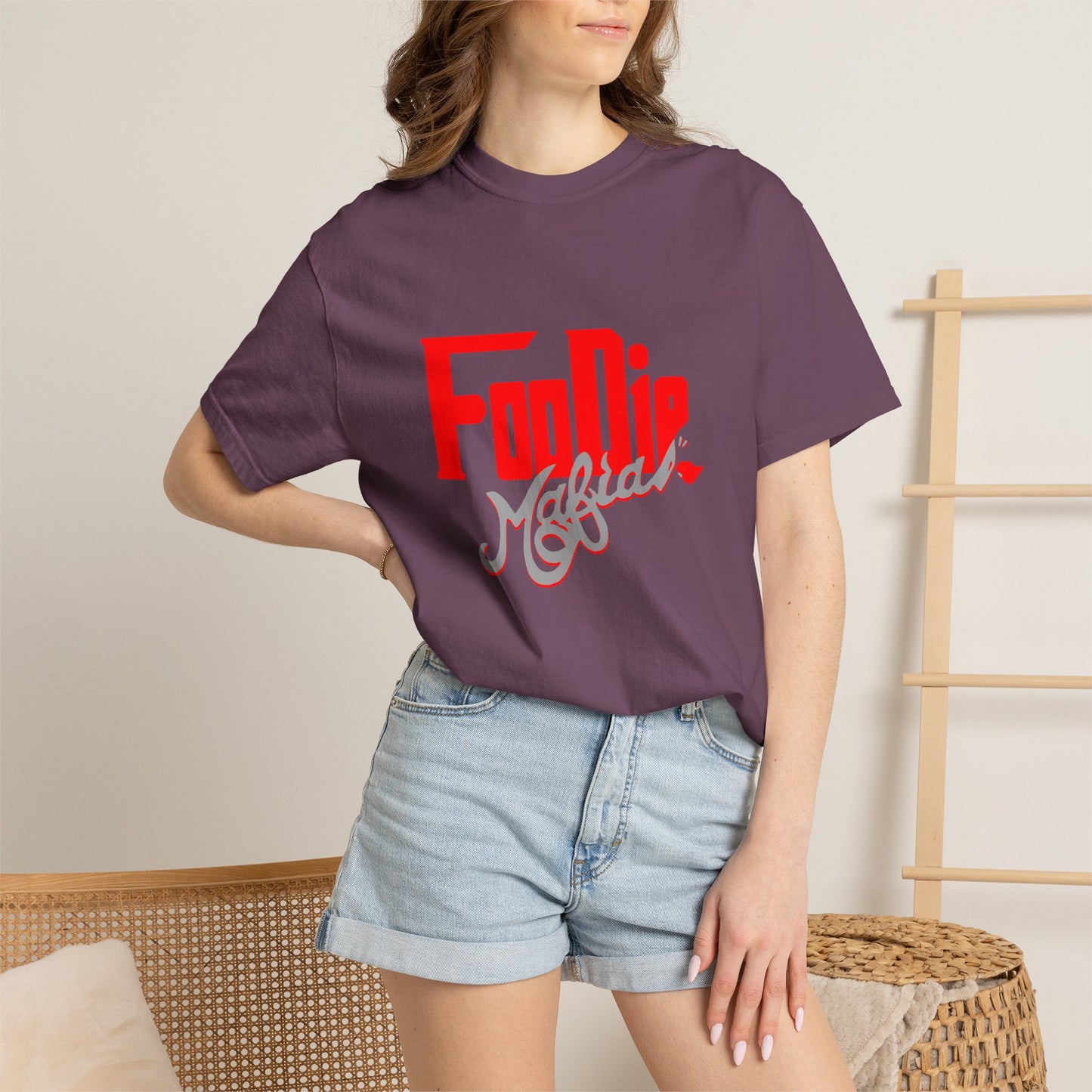 L.O.E.F Red Foodie Mafia Unisex Tee Shirt (Metallic Grey)