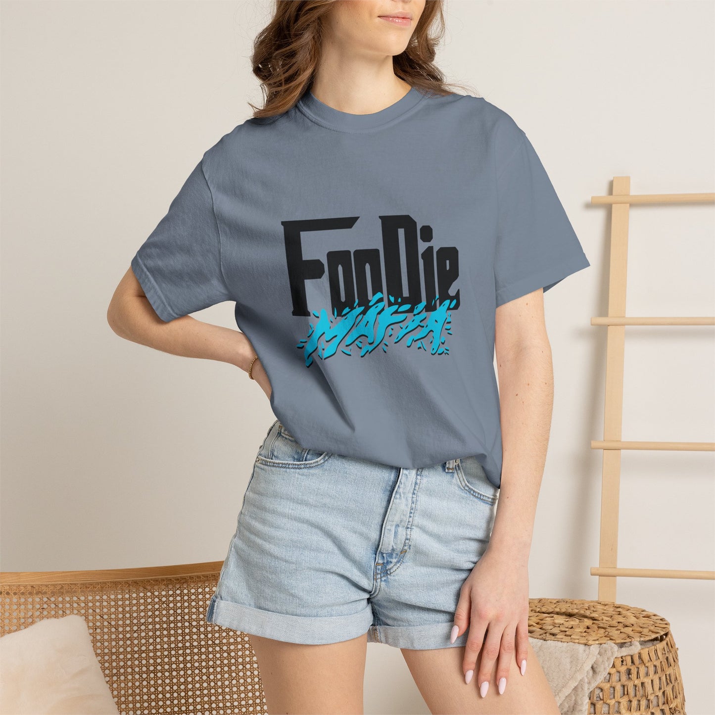 L.O.E.F Foodie Mafia Unisex Tee Shirt (Aqua Blue)