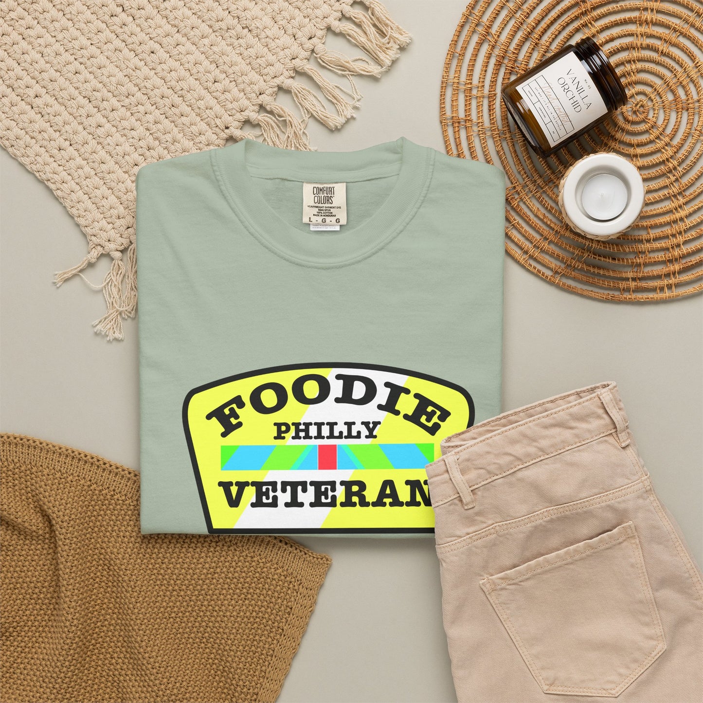 L.O.E.F Foodie Veteran PHILLY Unisex Tee Shirt (Yellow and Black)