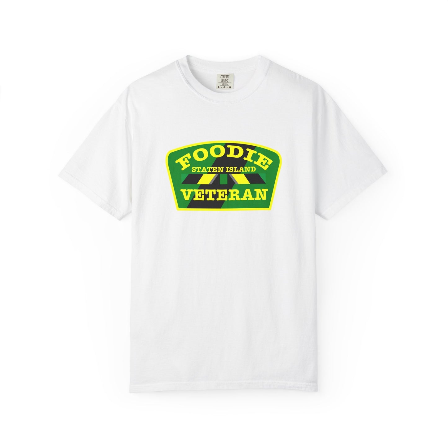 L.O.E.F Foodie Veteran STATEN ISLAND Unisex Tee Shirt (Yellow and Green)