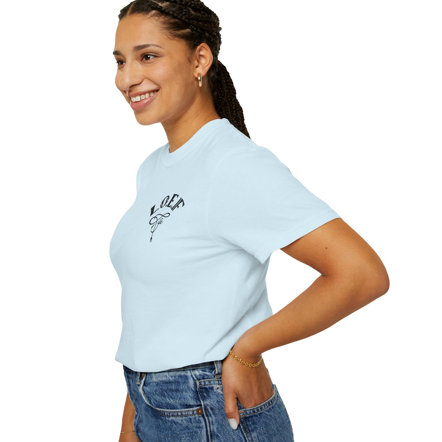 L.O.E.F Foodie 4Life Vegan Unisex Tee Shirt (Sky Blue)