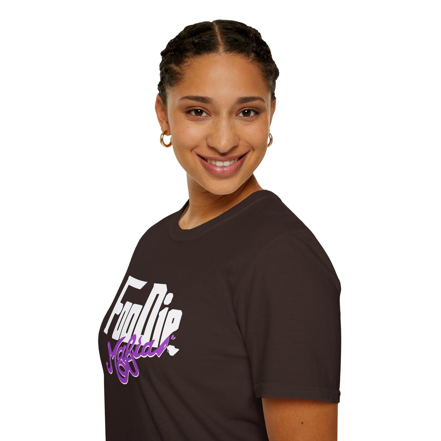 L.O.E.F White Foodie Mafia Unisex Tee Shirt  (Purple)