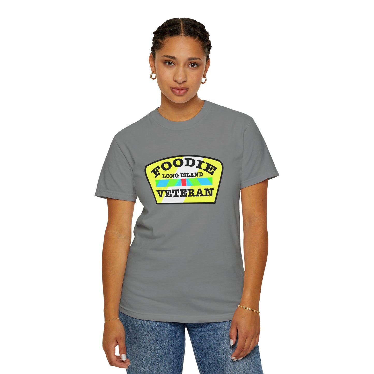 L.O.E.F Foodie Veteran Long Island Unisex Tee Shirt (Black and Yellow)