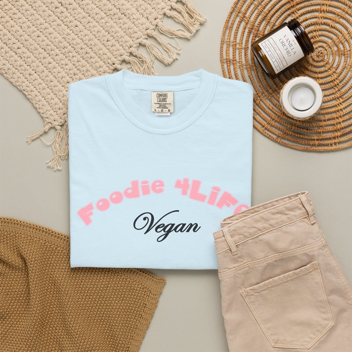 L.O.E.F Foodie 4Life Vegan Unisex Tee Shirt (Soft Pink)