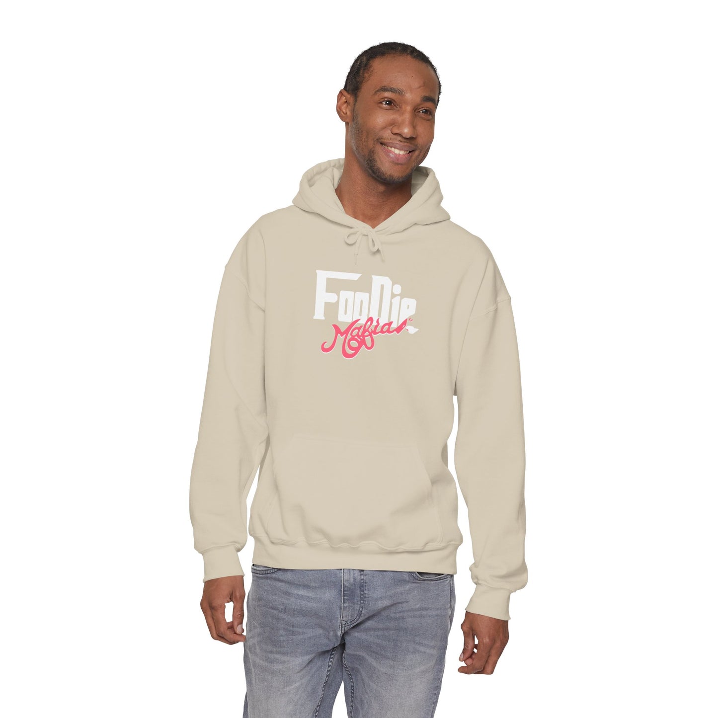 L.O.E.F White Foodie Mafia Unisex Hooded Sweatshirt (Fiery Red)