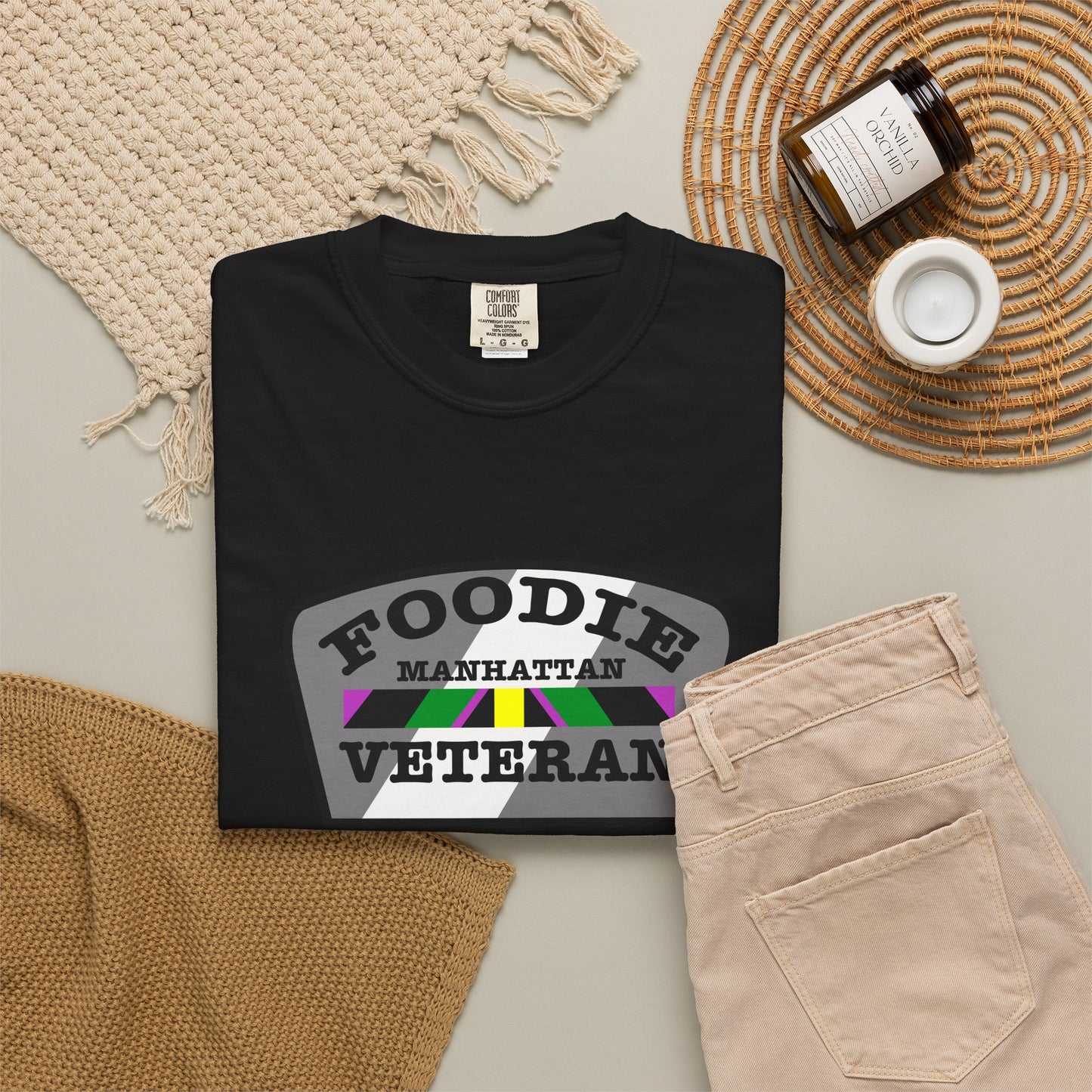 L.O.E.F Foodie Veteran Manhattan Unisex Tee Shirt (Gray)