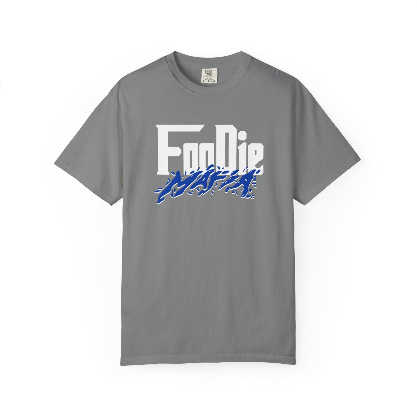 L.O.E.F White Foodie Mafia Unisex Tee Shirt (Cobalt Blue)
