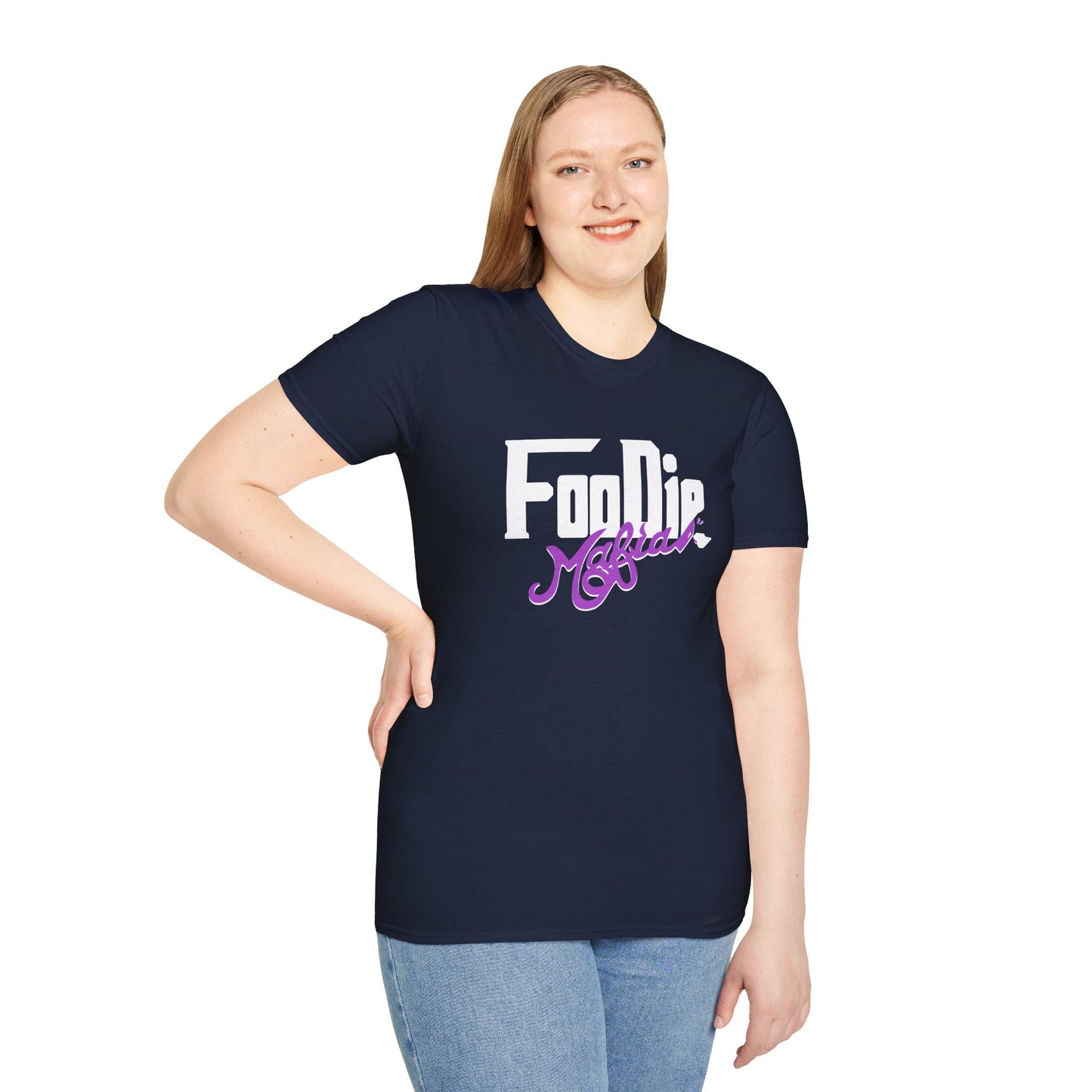 L.O.E.F White Foodie Mafia Unisex Tee Shirt  (Purple)