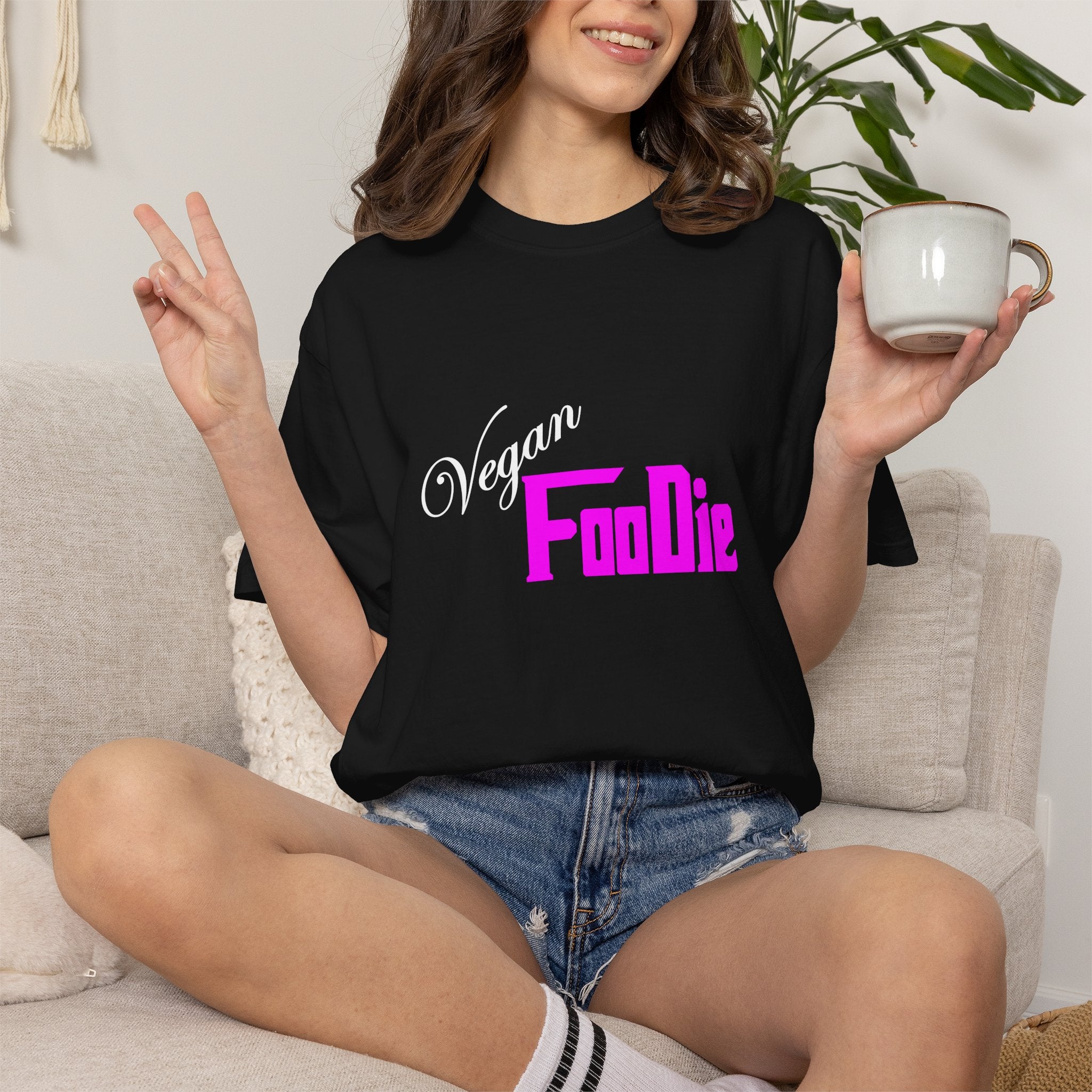 L.O.E.F Unisex Vegan Foodie Tee Shirt (Fuchsia)